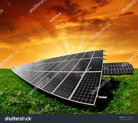 Solar Energy Panels In The Setting Sun Stock Photo 119264797 Shutterstock