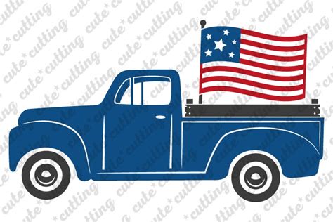 4th of july svg, 4th of july truck svg, truck with flag svg (268389