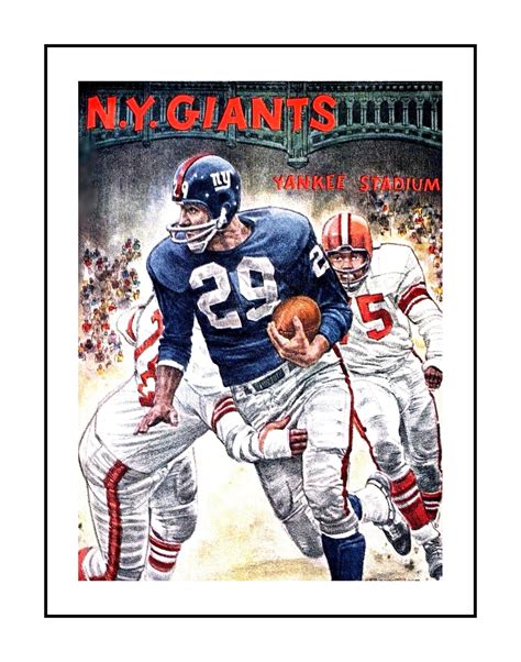 Vintage 1962 Ny Giants Poster Pro Football Memorabilia Wall Art T
