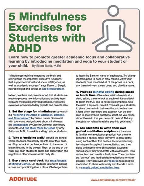 5 Mindfulness Exercises For Students With Adhd Radhdanxiety