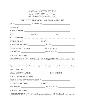 This income tax data form provides you with the primary filer's information, dependant's information, source of income and expenses, credit, and tax filing information with the signature of the client and. Fillable Online BANKRUPTCY CLIENT INTAKE FORM CAROL 10-05 ...