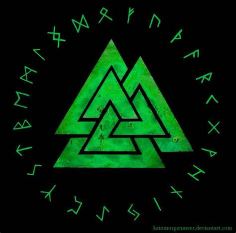 Valknut And Rune Circle Green By Kainmorgenmeer On Deviantart