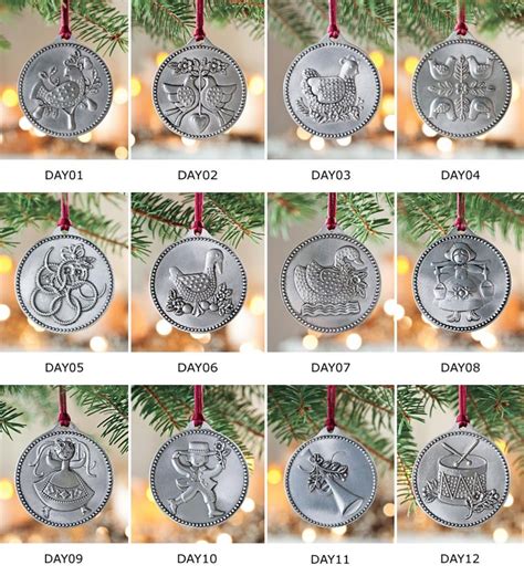 12 Days Of Christmas Pewter Ornaments Set Of 12 Plow And Hearth