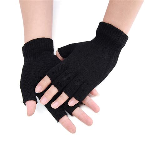 Half Finger Fingerless Gloves For Women And Men Wool Knit Wrist Gloves