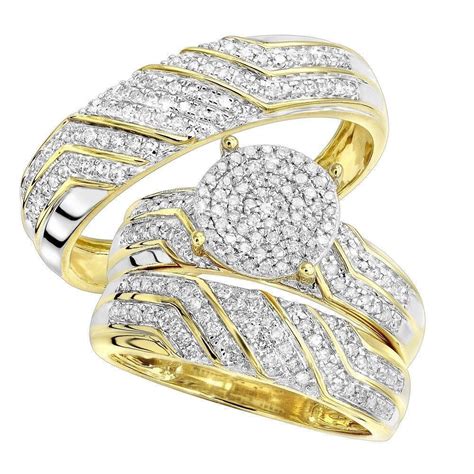 Buy contemporary canopy bedroom set by meridian diamond. 10K Yellow Gold Fn Bride & Groom Diamond Engagement Bridal ...