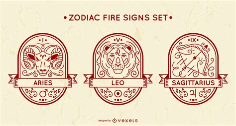 Zodiac Fire Signs Set Vector Download