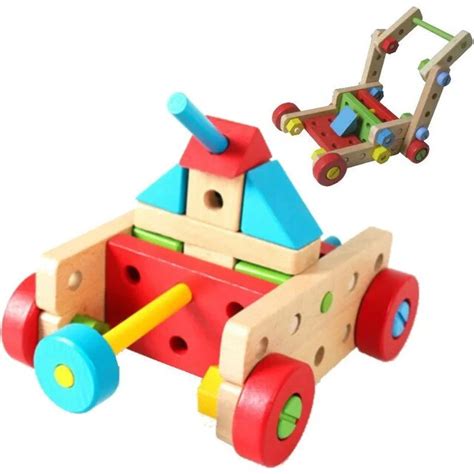 68pcs Diy Tank Wooden Toy Vehicles Variety Nut Combination Disassembly