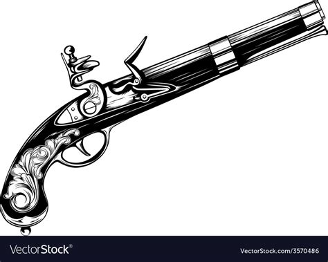 Old Flintlock Pistol Royalty Free Vector Image
