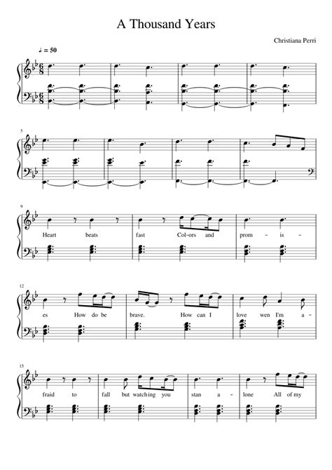 A Thousand Years Sheet Music For Piano Download Free In Pdf Or Midi