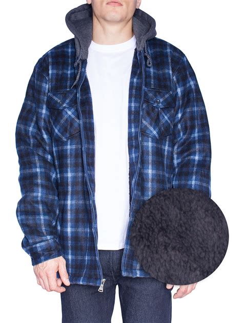Visive Mens Flannel Big And Tall Jackets For Men Zip Up Hoodie Sherpa