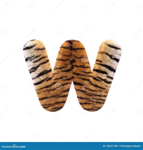 Tiger Letter W Lower Case D Feline Fur Font Suitable For Safari