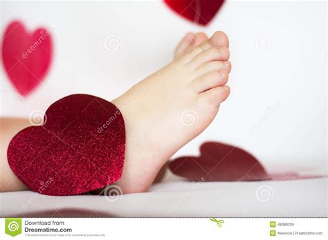 Bare Feet Among Hearts Stock Image Image Of Beautiful 49389209