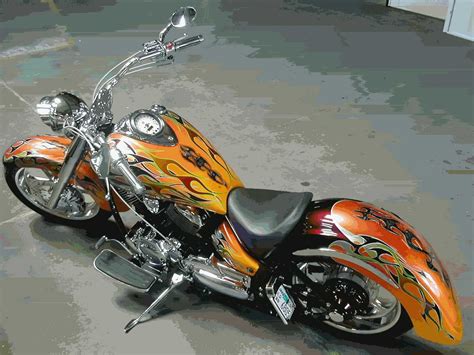 Traditional And Tribal Flames Motorcycle Multicolor Pinstripe