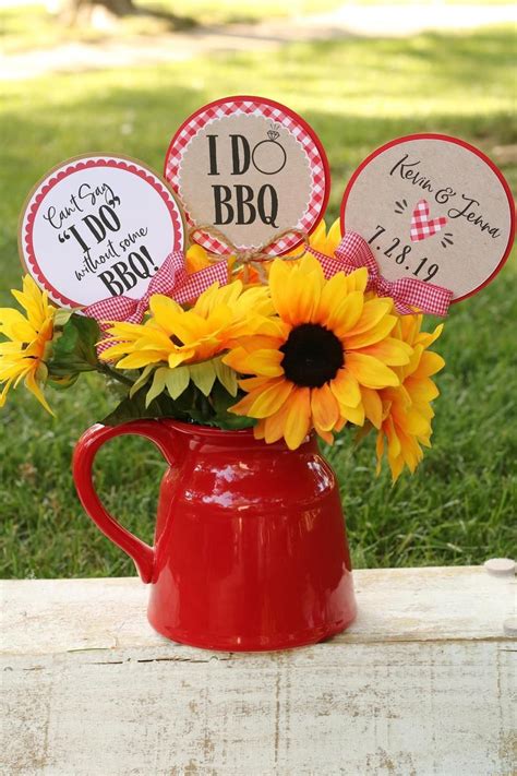 Your engagement party decor can be as elaborate or simple as you like—let the venue and formality help you decide. I Do BBQ Bridal Shower Centerpiece Sticks Co-Ed Wedding ...