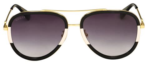 gucci women s aviator grey lens black gold frame sunglasses gg0062s 006 57