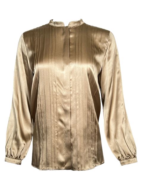 Rani Arabella Collarless Silk Shirt Bronze Button Down Sf