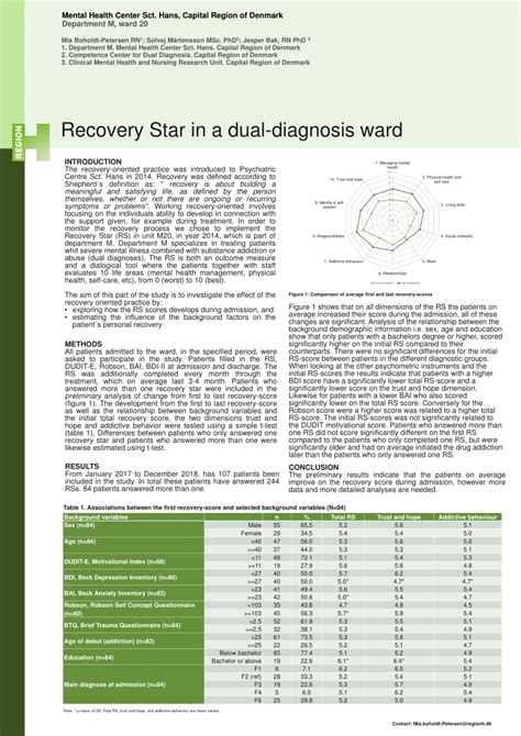 Pdf Introducing The Recovery Star Into A Dual Diagnostic Ward