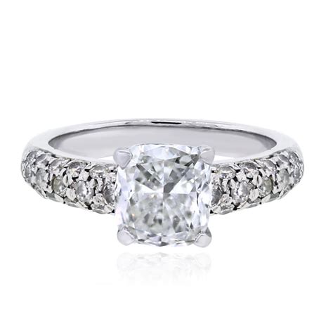 14k White Gold 101ct Gia Certified Cushion Cut Diamond Engagement Ring