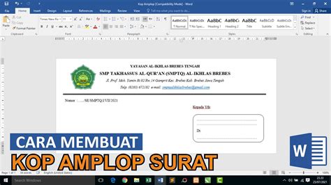Cara Mudah Membuat Kop Amplop Surat di Microsoft Word - YouTube