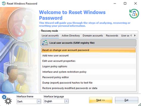 Reset Windows Password Screenshots