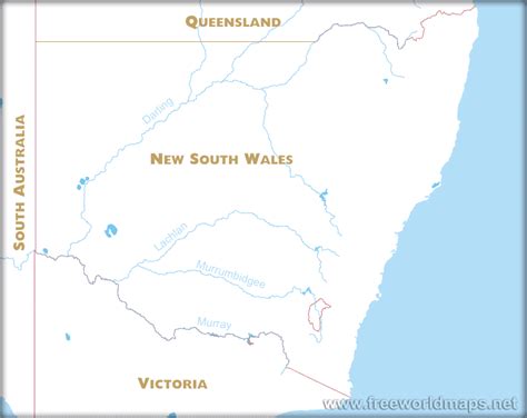 Physical Map Of New South Wales Australia