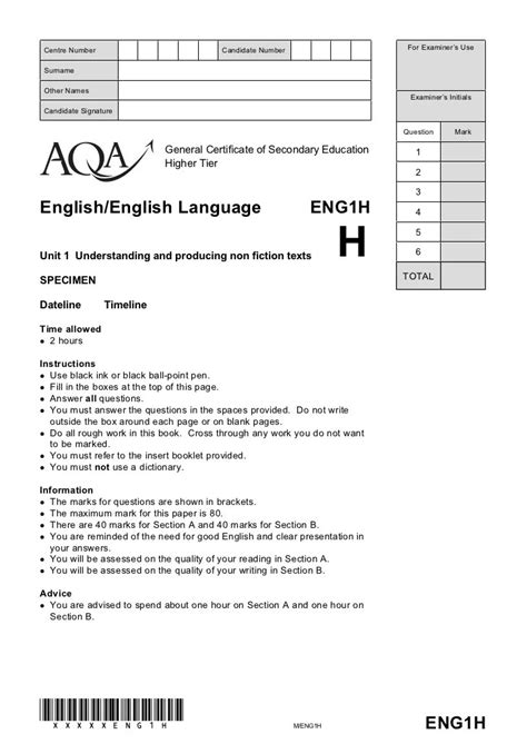 Aqa English Paper 1 Past Papers Paovertse1985