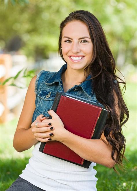 Attractive Mixed Race Teen Girl Student With School Books Stock Image