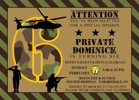 Army Invitation Free Thank You Card File Camouflage Birthday