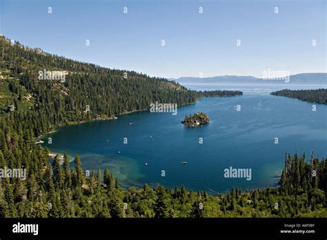 California Lake Tahoe Fannette Island In Emerald Bay Viewed From