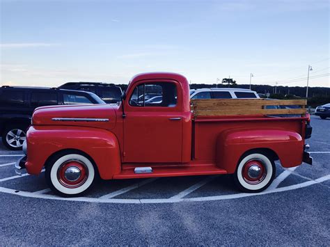 1951 red Ford stepside pick up. | Vintage trucks, Old ford trucks, Classic cars trucks