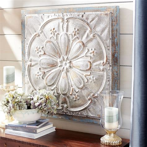 Tin ceiling tiles can make for a dramatic and unique splashback in your kitchen or bathroom. Embossed Medallion Wall Decor | Medallion wall decor ...