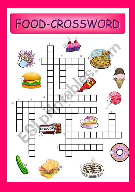 Food Crossword Esl Worksheet By Gyzmys