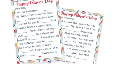 Free Printable Letter For Fathers Day