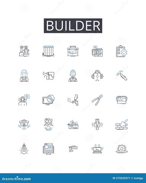 Builder Line Icons Collection Architect Constructor Contractor
