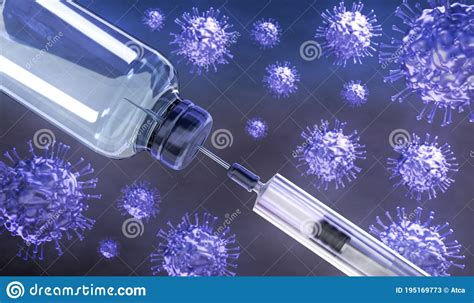 Vaccine Illustration. Bottle And Syringe With Needle. Stock ...