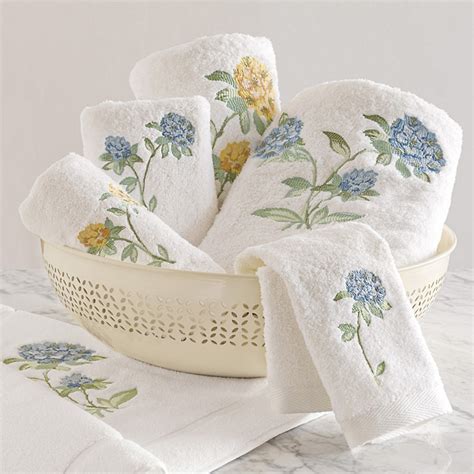 Woodside Floral Embroidered Towels Gumps