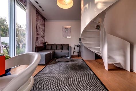 Small Living Room Spiral Staircase Interior Design Ideas