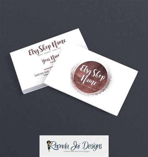 Handmade with love doodle wreath brush script square business card. Business Cards For Etsy Shop - 2 Sided Printable Business ...