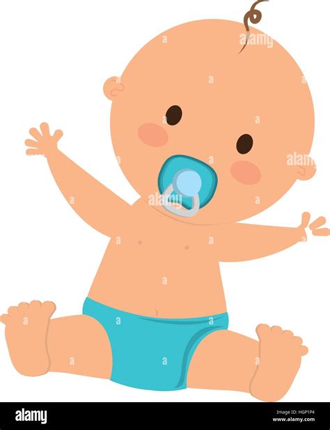Cute Baby Boy Icon Over White Background Colorful Design Vector