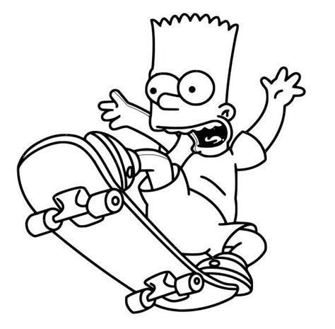 Bart Simpson Skate Boarding Coloring Pages In 2021 Bart Simpson