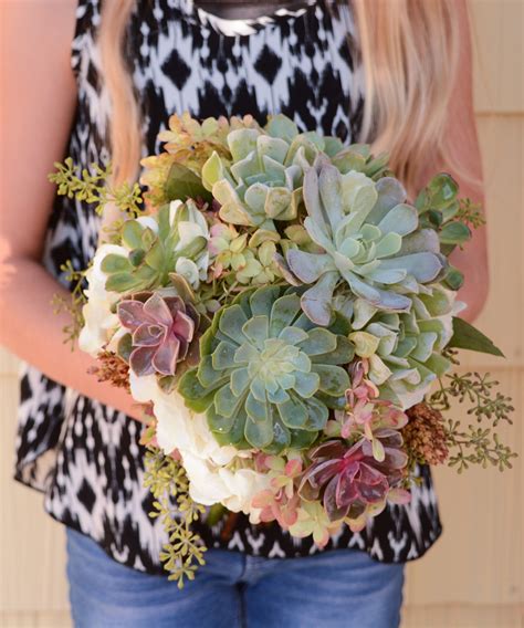 Unique Succulent Wedding Bouquet Made Entirely Of Succulents Forget