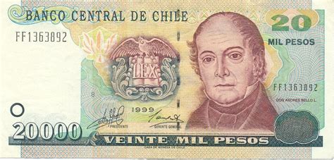Banknote Index Chile 20000 Peso P159a 8