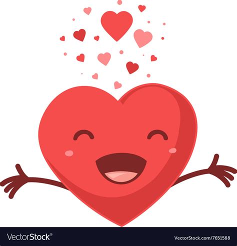 Red Smiling Heart On White Background Ar Vector Image
