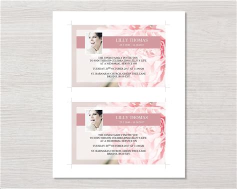 Funeral Invitation Card Pink Carnations Funeral Templates