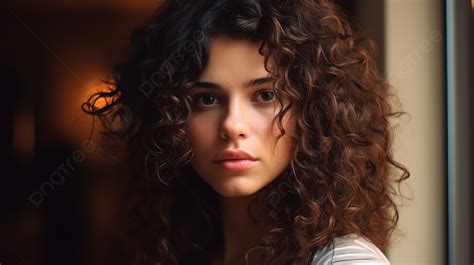 Girl With Curly Hair Staring Out Of The Window Background Curly Hair Pictures Background Image