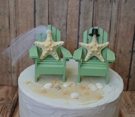 Beach Wedding Cake Topper Destination Bride And Groom Mint Etsy