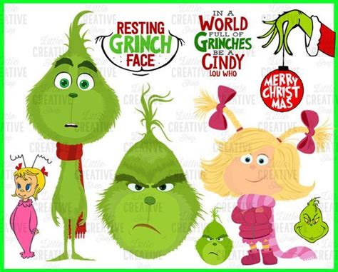 Grinch Svg Files Resting Grinch Face Young Grinch Cindy Lou Who