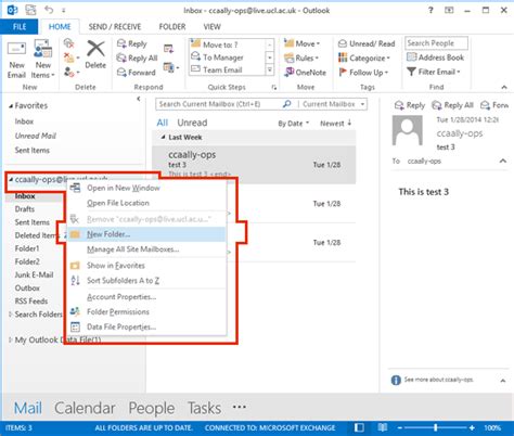 Create a new folder in Outlook 2013 | Information Services Division