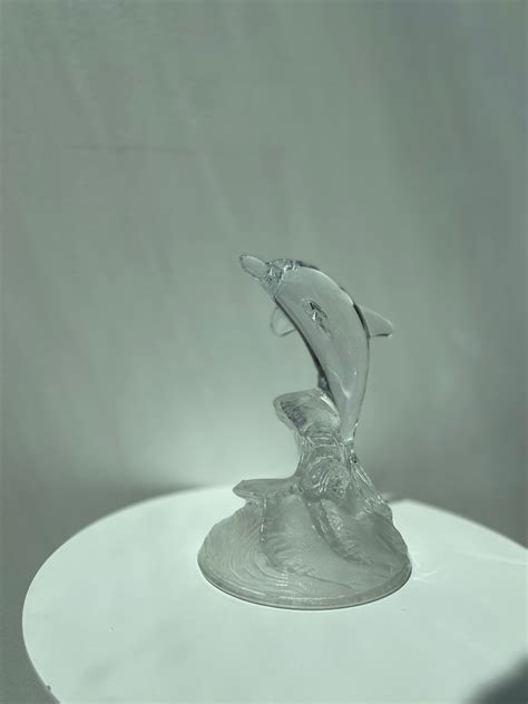 Vintage Glass Dolphin Sculpture Clear Garmentory