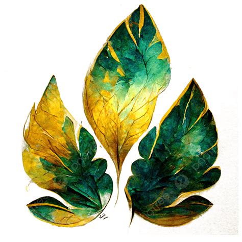 رويال ألوان الذهب والأوراق المائية الخضراء اوراق اشجار ورقة الشجر